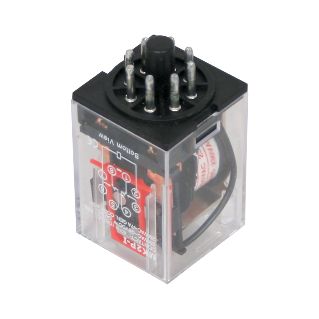 MUNIATURE RELAY WITH TEST BUTTON AND LED 8P 2 CONTACTS 48VDC
