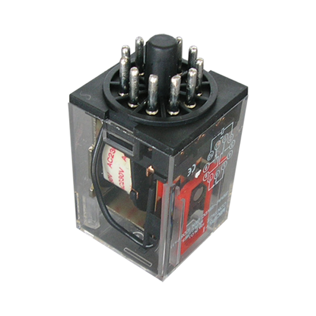 MUNIATURE RELAY WITH TEST BUTTON AND LED 11P 3 CONTACTS 12VDC