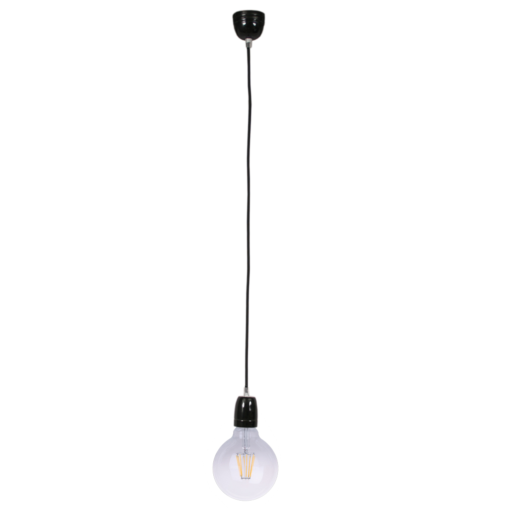 Ανάρτηση Πορσελάνης Swing E27 2x0.75mm2 1m Μαύρη