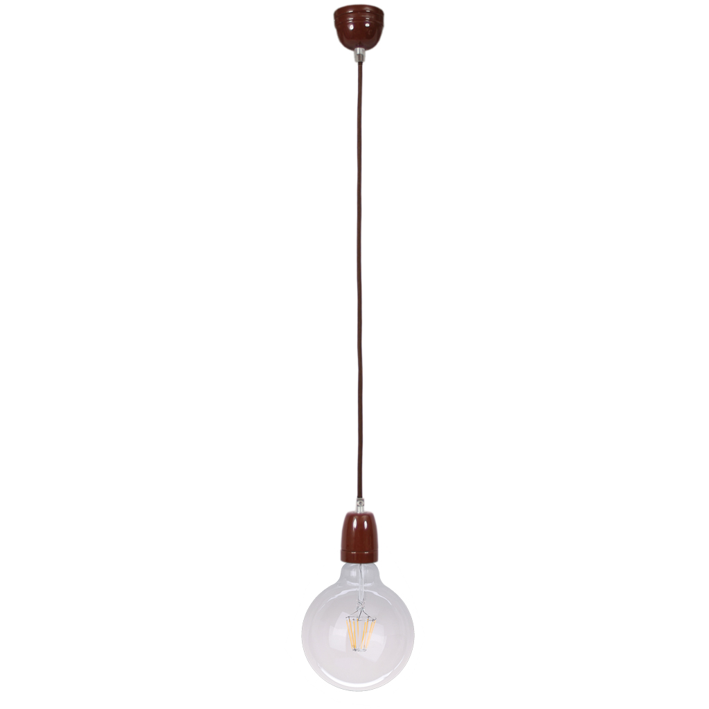 Ανάρτηση Πορσελάνης Swing E27 2x0.75mm2 1m Καφέ