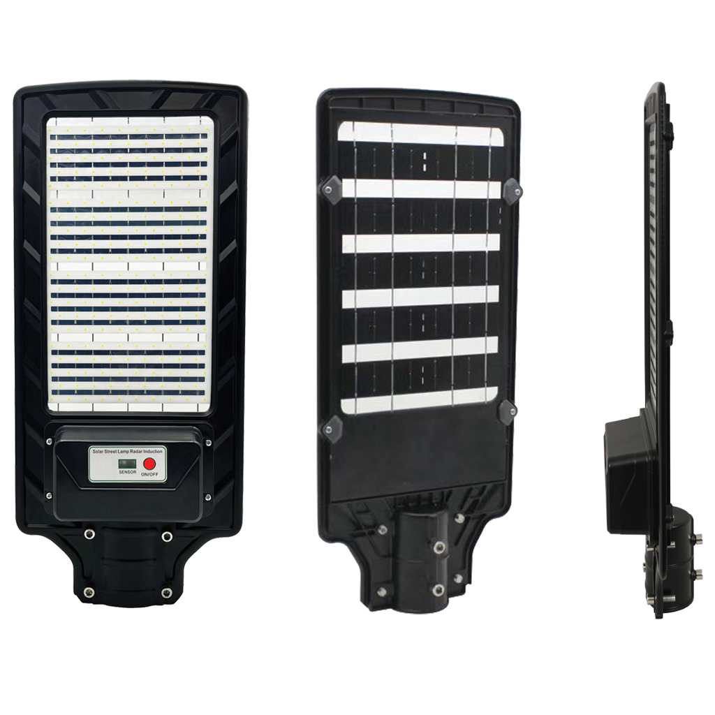 Ηλιακό Φωτιστικό Δρόμου Led Band 50W 6500K Φ60mm ΜΑΥΡΟ 23.5*10.2*53cmμεΑνιχνευτή Κίνησης 10Ah DC3.2V