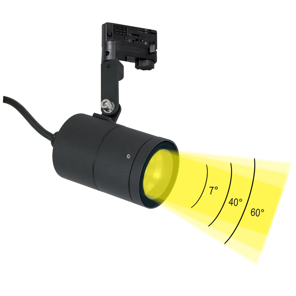 Κινητός Προβολέας Fabric-3 Led 9W 7-60° 3000Κ Μάυρο IP65 20cm 3x0.75mm2