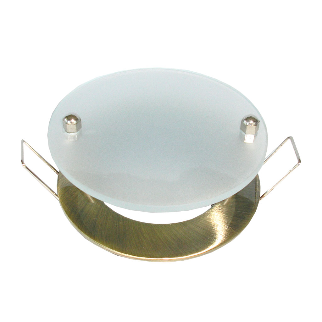 Χωνευτό Φωτιστικό XF-150 Gu10 Antique Brass Αλουμίνιο & Γυαλί Γαλακτερό d7.9cm Κοπή 5.9cm@
