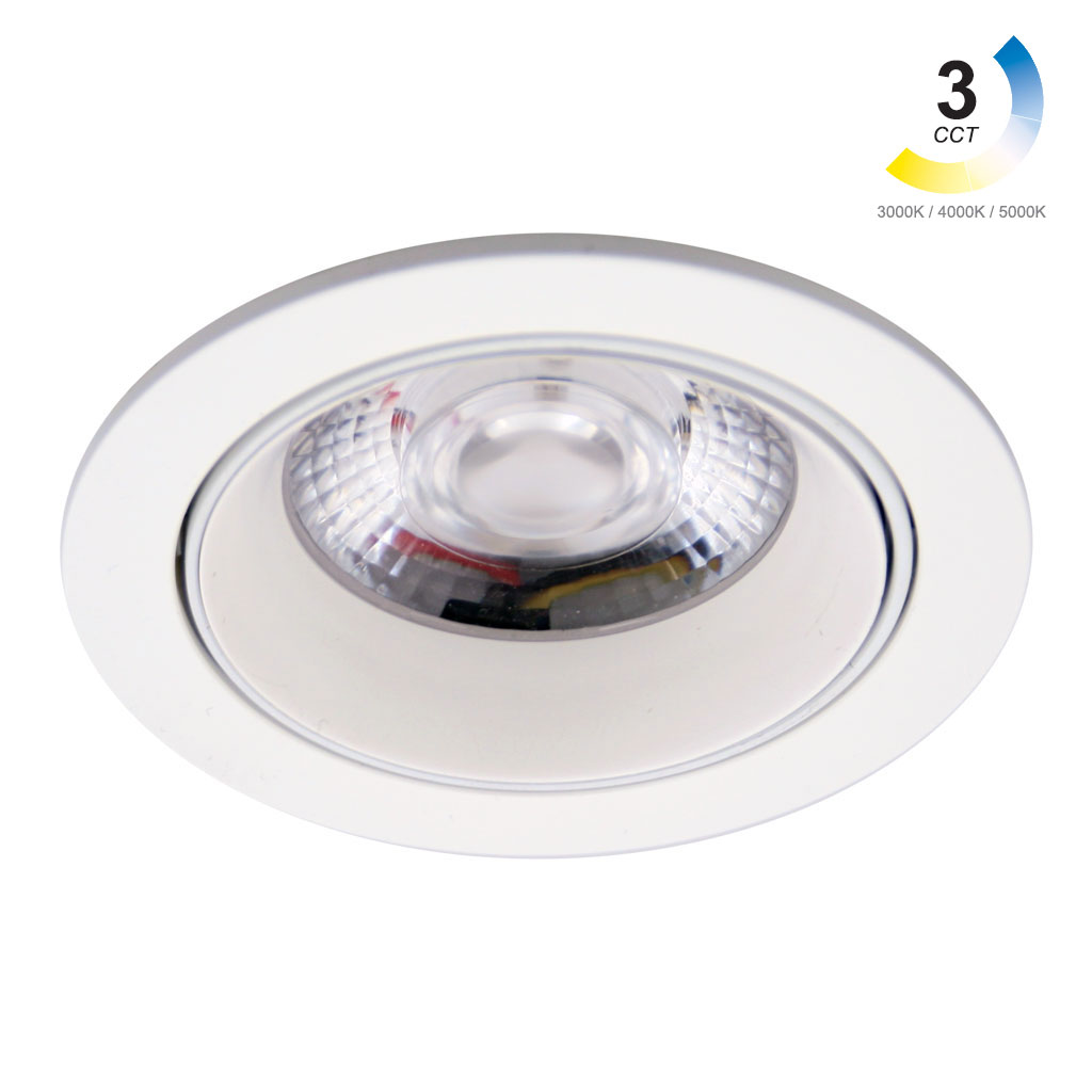 Χωνευτό Κινητό Φωτιστικό Low Λευκό 7W 3CCT 3000-4000-5000K 36° CRI>90 150mA 36V d8.5h3.5cm Κoπή7.5cm
