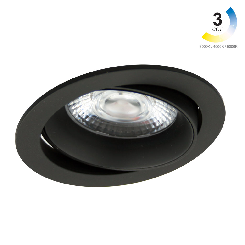 Χωνευτό Κινητό Φωτιστικό Low Μαύρο 7W 3CCT 3000-4000-5000K 36° CRI>90 150mA 36V d8.5h3.5cm Κoπή7.5cm