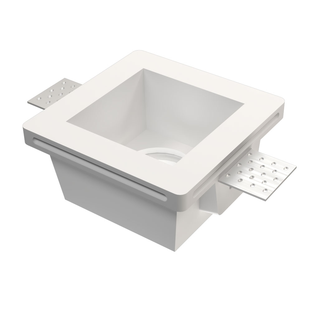 Χωνευτό Φωτιστικό Plaster 3 Τετράγωνο Λευκό Gu10 Max 35W d12w12h5.2cm Κοπή 12.2x12.2cmΓύψινο