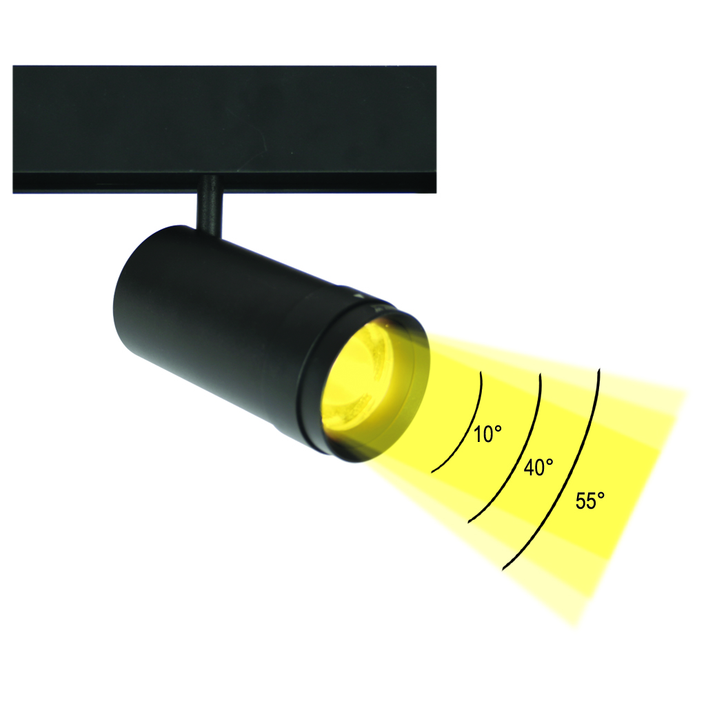 Spot Flexo 12 12W 3000K 10-55° Zoomable CRI>90 Μαύρο 48V d55*h115mm (2 Groups) 5 Έτη Εγγύηση