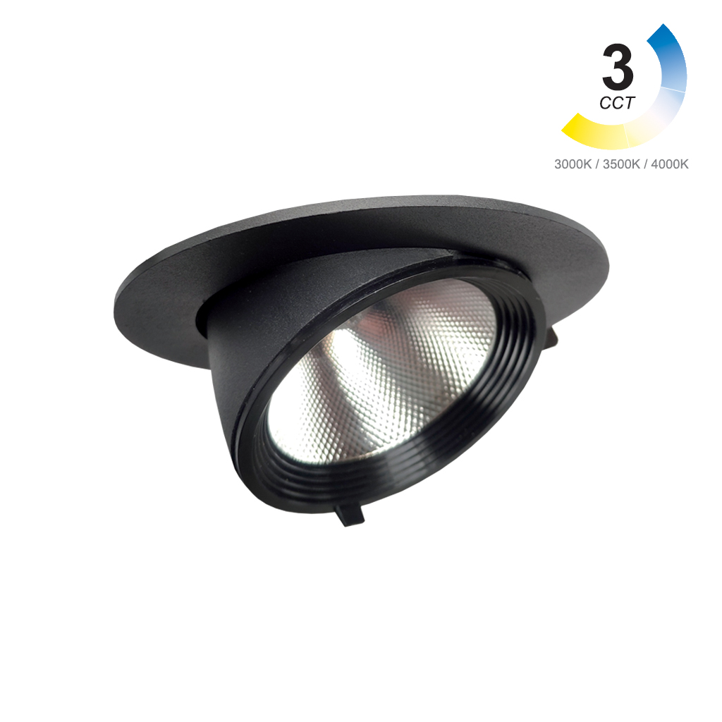Recessed Downlight Roma 30W CCT 3000-3500-4000K 36° Black CRI>90 315-720mA 34-38Volt d16h13.5cm 5 Years Warranty