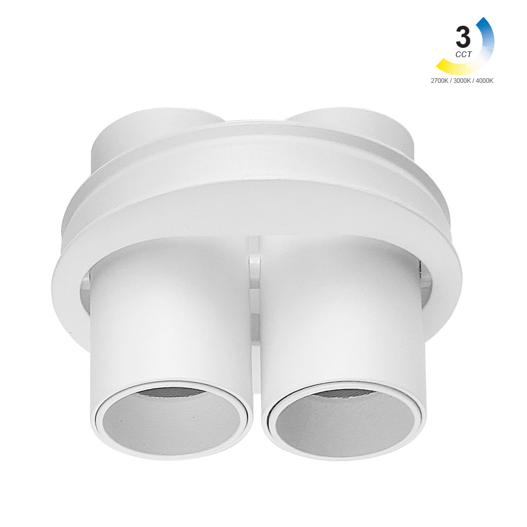 Χωνευτό Φωτιστικό Selbi Λευκό 2x5W 3CCT 2700-3000-4000K 24° CRI>90 300mA d8.1h6.9cm ΧωρίςΤροφοδοτικό