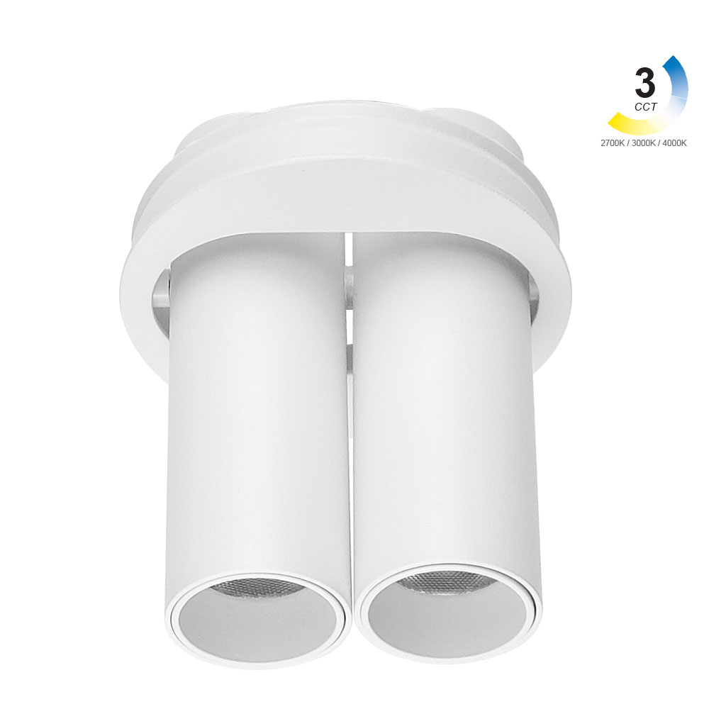 Χωνευτό Φωτιστικό Selbi Λευκό 2x7W 3CCT 2700-3000-4000K 36° CRI>90 400mA d8.1h10cm Χωρίς Τροφοδοτικό