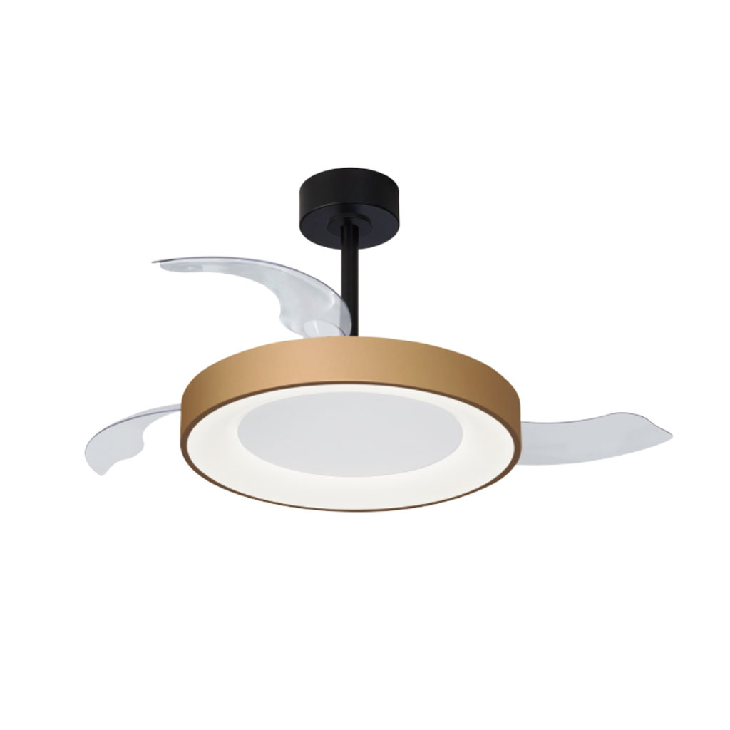 Ανεμιστήρας Οροφής Niseko Με Φωτισμό Led 50W (Motor 30W) Χρυσό-Μαύρο 2700-4000-5000K,d106h42cm(9091)