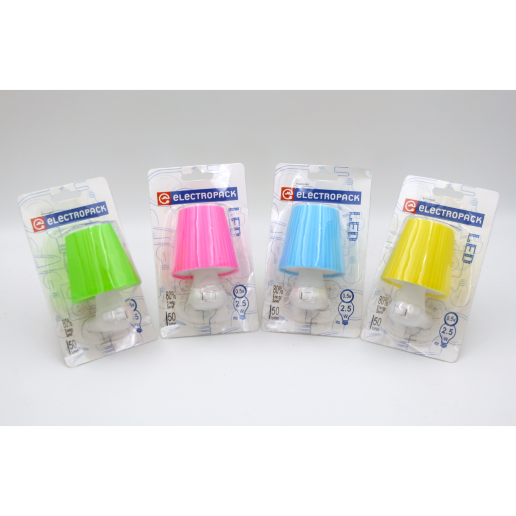 Φωτάκι Νυκτός Led 0,5W με Διακόπτη 230V(Σιέλ, Κίτρινο,Πράσινο,Ροζ)Single Blister Packing Electropack