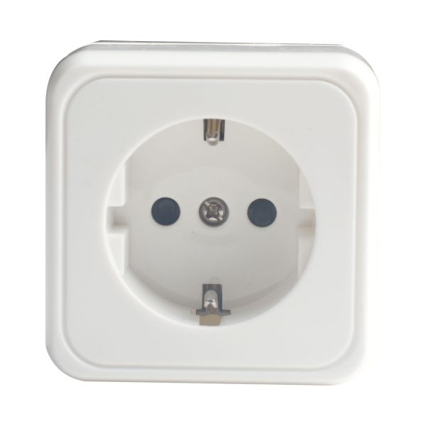 Surface Mounted Schuko Socket With Children Protection,White 16A 250V,w6.5l6.5d4.1cm - Image 2