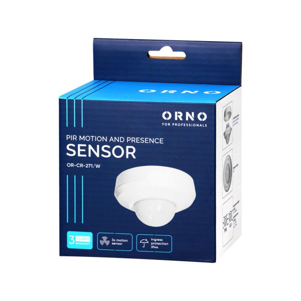 Presence Ceiling Sensor White  Orno 360° IP44 500WLed With Lux&Time Adjustment,6-20m,d11.1h3.81cm - Image 3