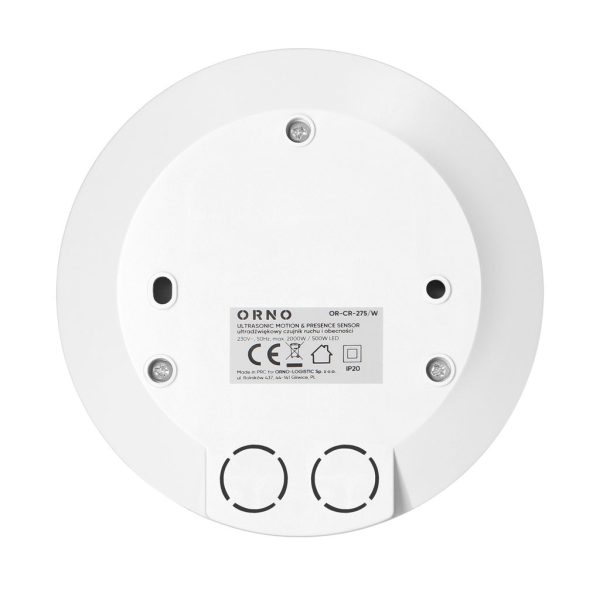 Presence Ceiling Sensor Ultrasonic White Orno 360° IP20 500WLed With Lux&Time Adjustment,6-9m,d11.5h2.5cm - Image 4