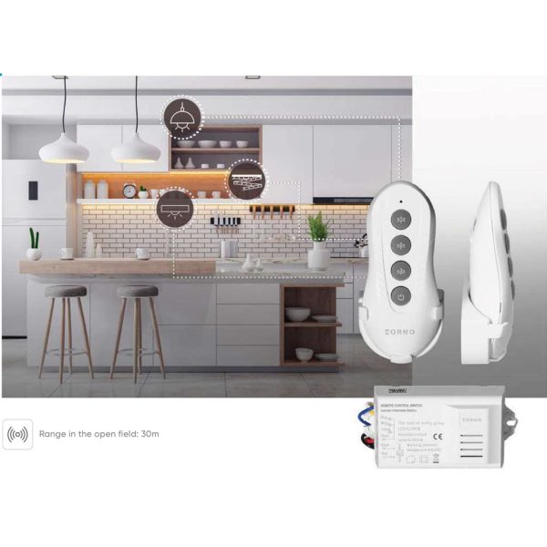 Wireless Receiver With 3 Channel Remote Control 300W Led 10A 433Mhz Orno - Image 3