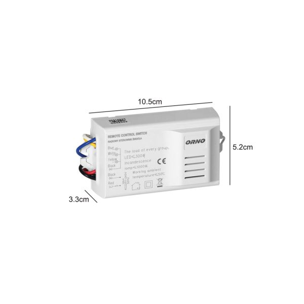 Wireless Receiver With 3 Channel Remote Control 300W Led 10A 433Mhz Orno - Image 4
