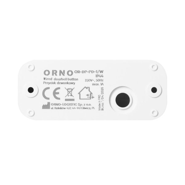Επίτοιχο Μπουτόν Ενσύρματο,Λευκό,Orno,w8.1h3.3d1.8cm,IP44,230V,1A - Image 3