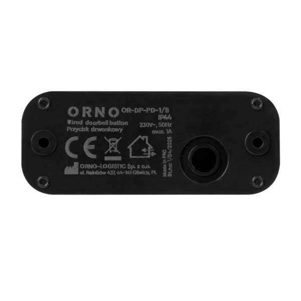 Επίτοιχο Μπουτόν Ενσύρματο,Μαύρο,Orno,w8.1h3.3d1.8cm,IP44,230V,1A - Image 3