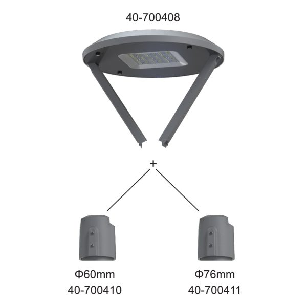 Pole Top Led Evo Band 60W 4000K IP65 Dark Grey Ral7016 ≥10KV St316 Screws 100-240VAC d50cm - Image 2
