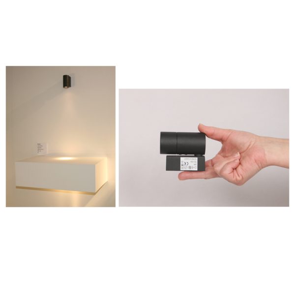 Led fitting Mini Black 3W 3000K 10° IP44 d3.9 h8cm - Image 2