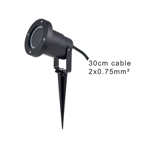 Adjustable Projector Flash Black IP65 Gu10  Max 7W  Seaside Class-ABS/PC/GLA 30cm 2*0.75mm2 Cable - Image 2
