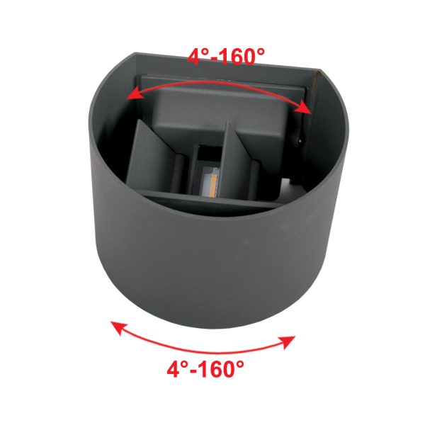 Wall LED Fitting Gap Dark Grey IP44 2X4W 3000K  0-110° h10w10d11.5cm,Aluminum - Image 2