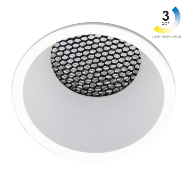 Χωνευτό Φωτιστικό Dart Λευκό Sandy 15W 3CCT 3000-4000-5000K 36° IP44  CRI>90 200-320mA Dia75*H100mm - Image 2
