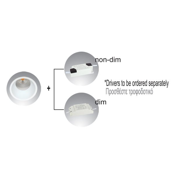 Χωνευτό Φωτιστικό Dart Μαύρο Sandy 15W 3CCT 3000-4000-5000K 36° IP44  CRI>90 200-320mA Dia75*H100mm - Image 4