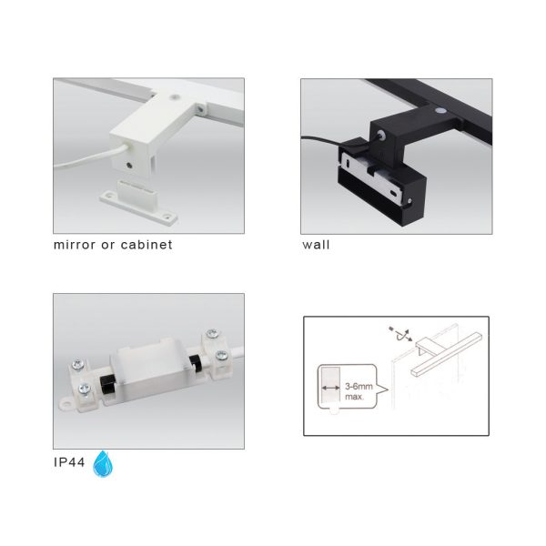 Επίτοιχο Φωτιστικό Contra Led 10W 2CCT Change 3000-4000K Μαύρο (Sandy) IP44 l60d12.1w4.3cm,2 Bάσεις - Image 3