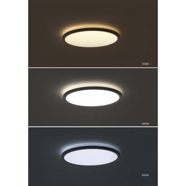 Φωτιστικό Οροφής Peru Led 24W IP54 3CCT 3000-4000-6000 Μαύρο d42xh2.8cm 3Έτη Εγγύηση 180-264Volt,TUV - Image 2