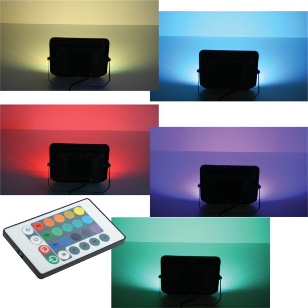 Προβολέας Band Led 50W RGBW IP65 Μαύρος με τηλεχειριστήριο&λειτουργία μνήμης τελευταίας κατάστασης - Image 2