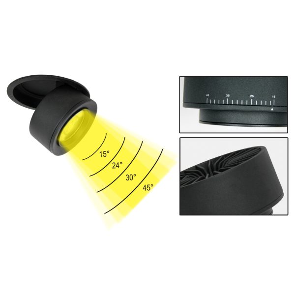 Χωνευτό Κινητό Φωτιστικό Mira  Led 15W 3000K 15-45° CRI>90 Λευκό 5 Έτη Εγγύηση 33-35V,135-350mA - Image 3