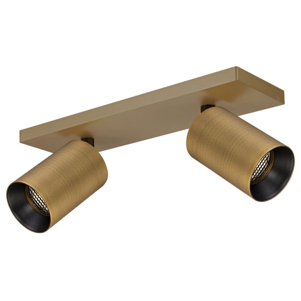 Κινητό Διπλό Φωτιστικό Οροφής Mesh Brushed Brass 2xGu10 max7.5W d30.5w9h12.5cmΜαύροΔακτύλιο - Image 2