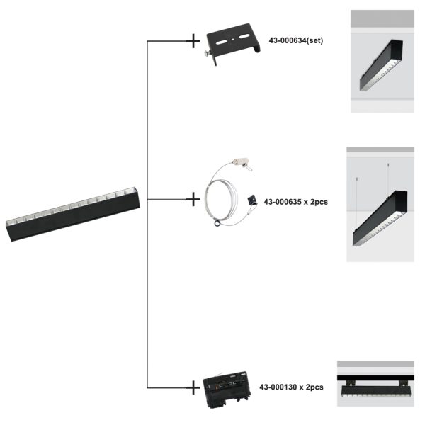 LIGHT FITTING MINI PAZ LED 120.7x3.5x6cm 46W 4000Κ  ΜΑΥΡΟ 4950lm 50⁰ 5ΕΤΗ ΕΓΓΥΗΣΗ PHILLIPS CHIP&TRIDONIC DRIVER - Image 4