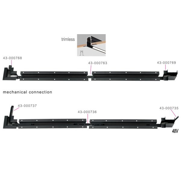 Μαγνητική Ράγα Χωνευτή Trimless New 2m Μαύρη 52.25x68mm με τάπες - Image 2
