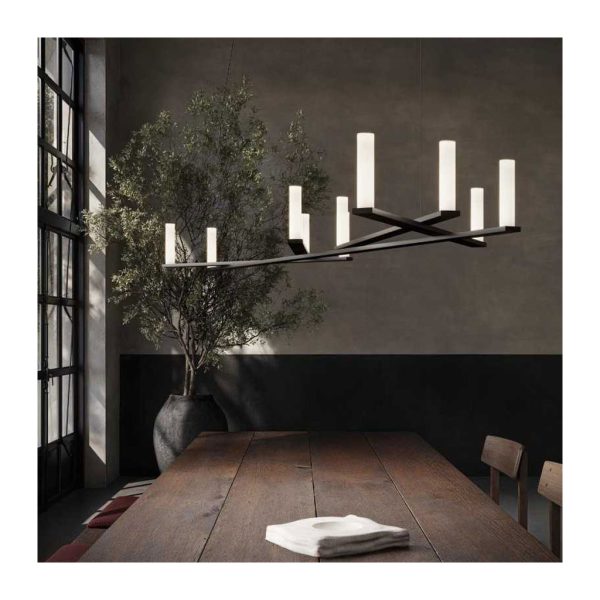 Κρεμαστό Φωτιστικό Dix Bougies Led 67W 2700K Μαύρο Dimmable l193cm - Image 2