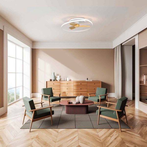 Ανεμιστήρας Oροφής Ocean Με φωτισμό Led  60W(Motor30W)Λευκό-Ξύλο,2700-4000-5000K,d78h22cm,230V(8235) - Image 2