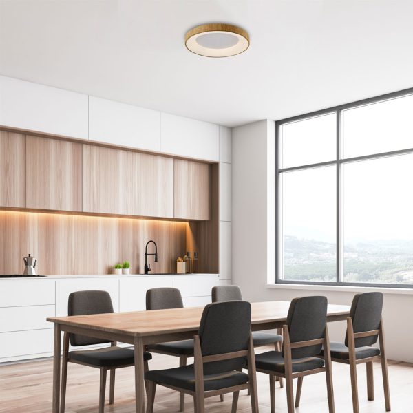 Ceiling Light Niseko II,Led,Wood,45W,2700-4000-5000K,d50h9.5cm,Dim With Remote Control,5 Years Warranty,230V(8587) - Image 2