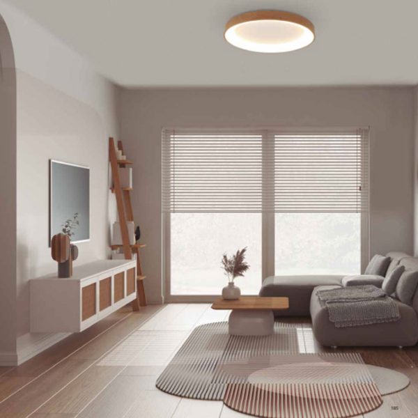 Ceiling Light Niseko II,Led,Wood,45W,2700-4000-5000K,d50h9.5cm,Dim With Remote Control,5 Years Warranty,230V(8587) - Image 3