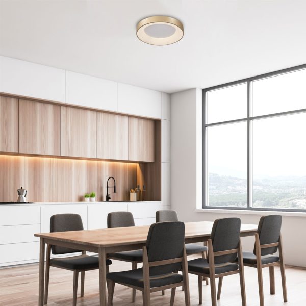 Φωτιστικό Οροφής NisekoII,Led,Χρυσό,45W,2700-4000-5000K,d50h9.5cm,Dim με Τηλεχειρισμό,5Έτη Εγγ(8584) - Image 2