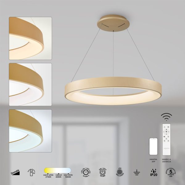 Pendant Light Niseko II,Led,Gold,40W,2700-4000-5000K,d50h6cm,Dim With Remote Control,5 Years Warranty,230V(8574) - Image 3