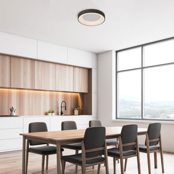 Φωτιστικό Οροφής NisekoII,Led,Μαύρο,45W,2700-4000-5000K,d50h9.5cm,Dim με Τηλεχειρισμό,5Έτη Εγγ(8581) - Image 2