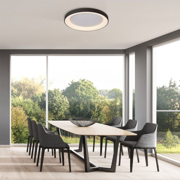 Φωτιστικό Οροφής NisekoII,Led,Μαύρο,45W,2700-4000-5000K,d50h9.5cm,Dim με Τηλεχειρισμό,5Έτη Εγγ(8581) - Image 3