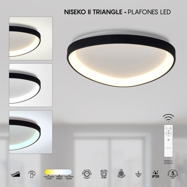 Φωτιστικό Οροφής NisekoII,Led,Μαύρο,42W,2700-4000-5000K,d42.1h6.3cm,Dim με Τηλεχ,5 Έτη Εγγύηση(8630) - Image 4