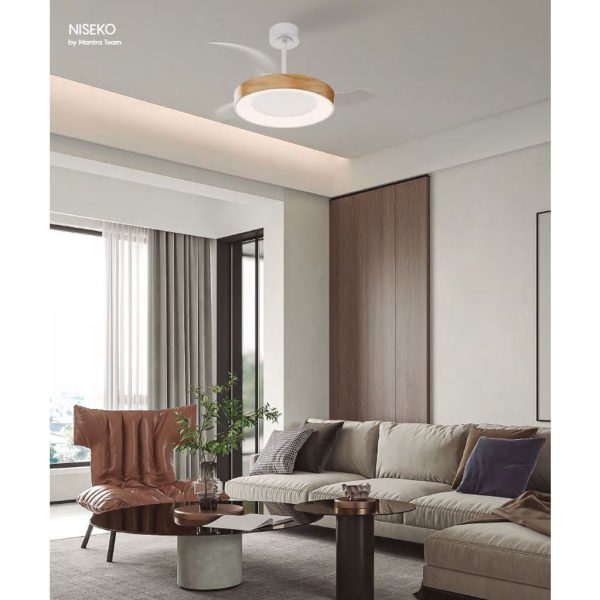 Ceiling Fan Niseko With Led Lighting 50W (Motor 30W) Wood-White, 2700-4000-5000K,d106h42cm,230V (9011) - Image 2