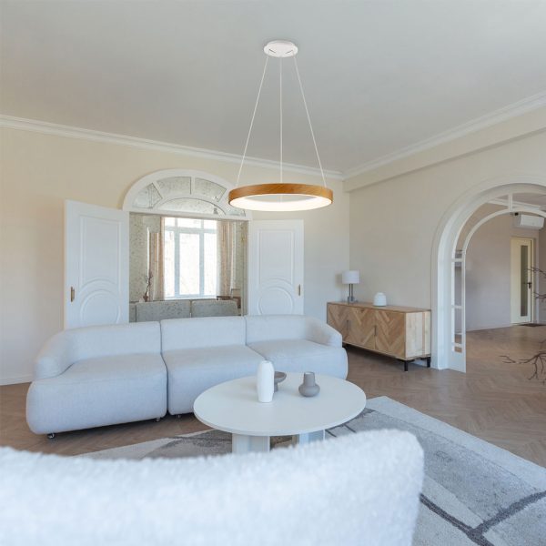 Κρεμαστό Φωτιστικό NisekoII,Led,Ξύλο,40W,2700-4000-5000K,d50h6cm,Dim με Τηλεχειρισμό,5 Έτη Εγγ(8576) - Image 2