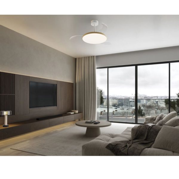 Ανεμιστήρας Οροφής Slim Fan Με Φωτισμό Led50W(Motor30W)Ξύλο-Διάφανo,2700-4000-5000K ,d106h42cm(9007) - Image 2