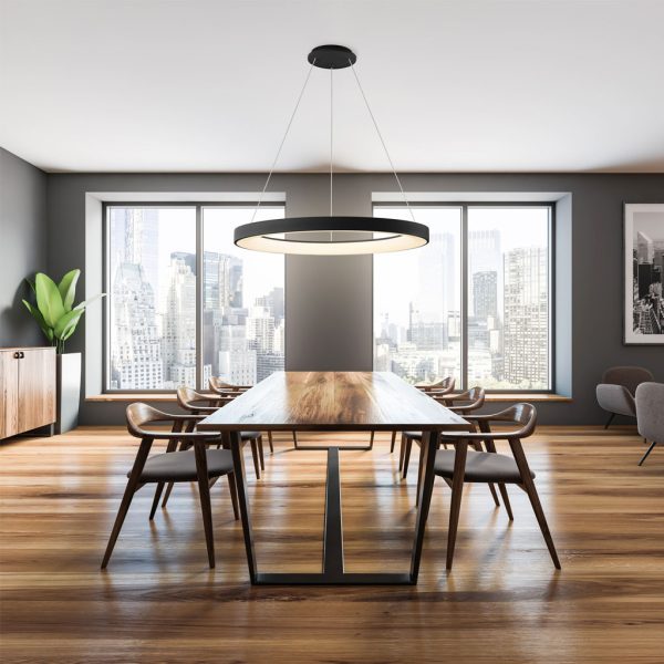 Κρεμαστό Φωτιστικό NisekoII,Led,Μαύρο,60W,2700-4000-5000K,d65h6cm,Dim με Τηλεχειρισμό,5Έτη Εγγ(8571) - Image 2