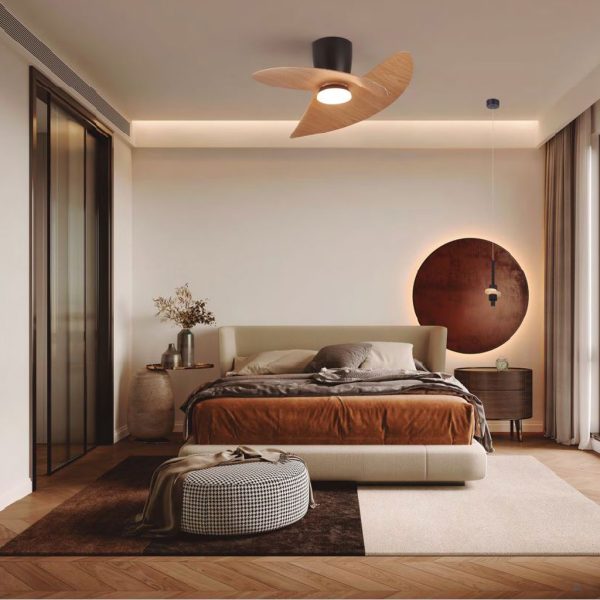 Ανεμιστήρας Οροφής Ona Με Φωτισμό Led 18W (Motor30W)Μαύρο-Ξύλο,3000-4000-5000K,d70h.34.2cm(9471) - Image 2